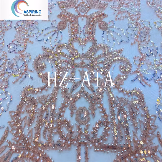 아프리카 웨딩 신부 여성을 위한 스팽글 자수가 있는 수제 페르시 레이스 원단