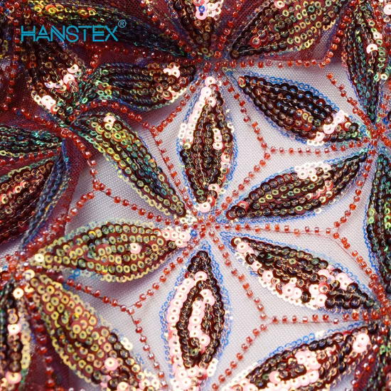 Hanstex Couture 디자이너 레이스 패브릭 자수 화려한 장식 조각 레이스 이브닝 드레스 천을위한 진주 신부 레이스